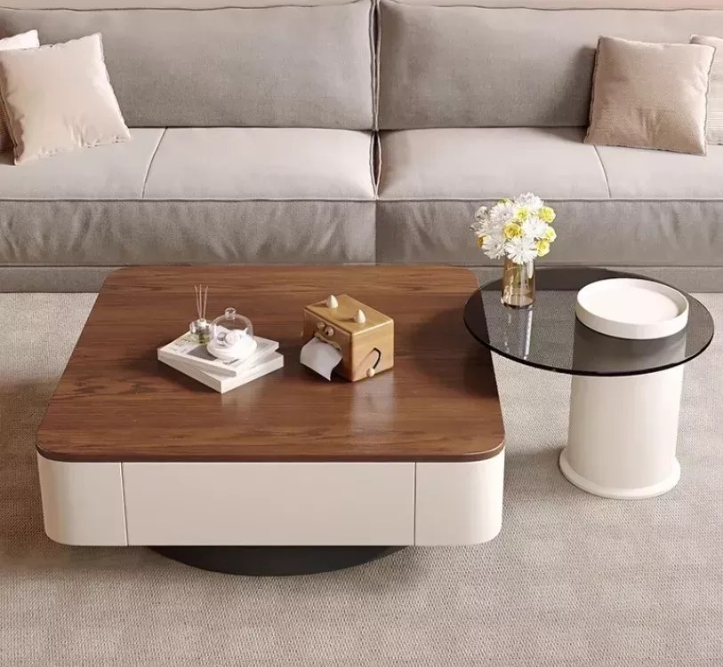 LuxuryForm DESIGN Konferenčný stolík MODENA 80 × 80 cm – hnedý, béžový (set)