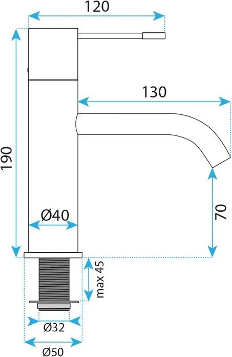 Rea Venti, umývadlová batéria h-190, chrómová, REA-B9789