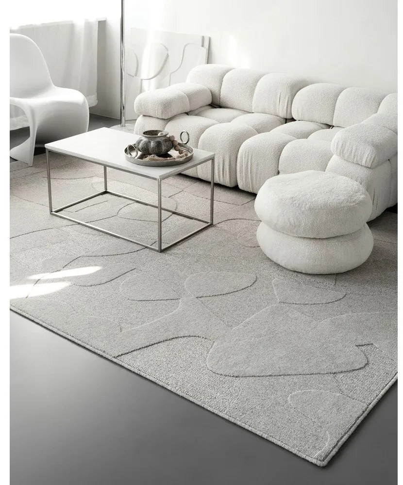 Svetlosivý vlnený koberec 133x190 cm Morphic Botanica – Agnella