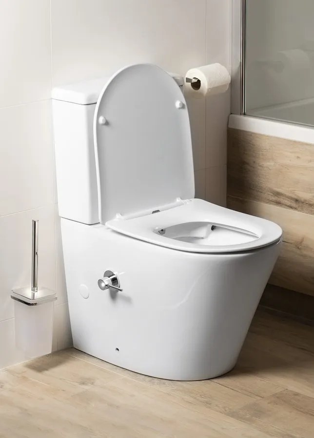 Sapho Sapho, PACO CLEANWASH WC kombi misa, integrovaná batéria a bidetová spŕška, spodný/zadný, biela, PC1012RX