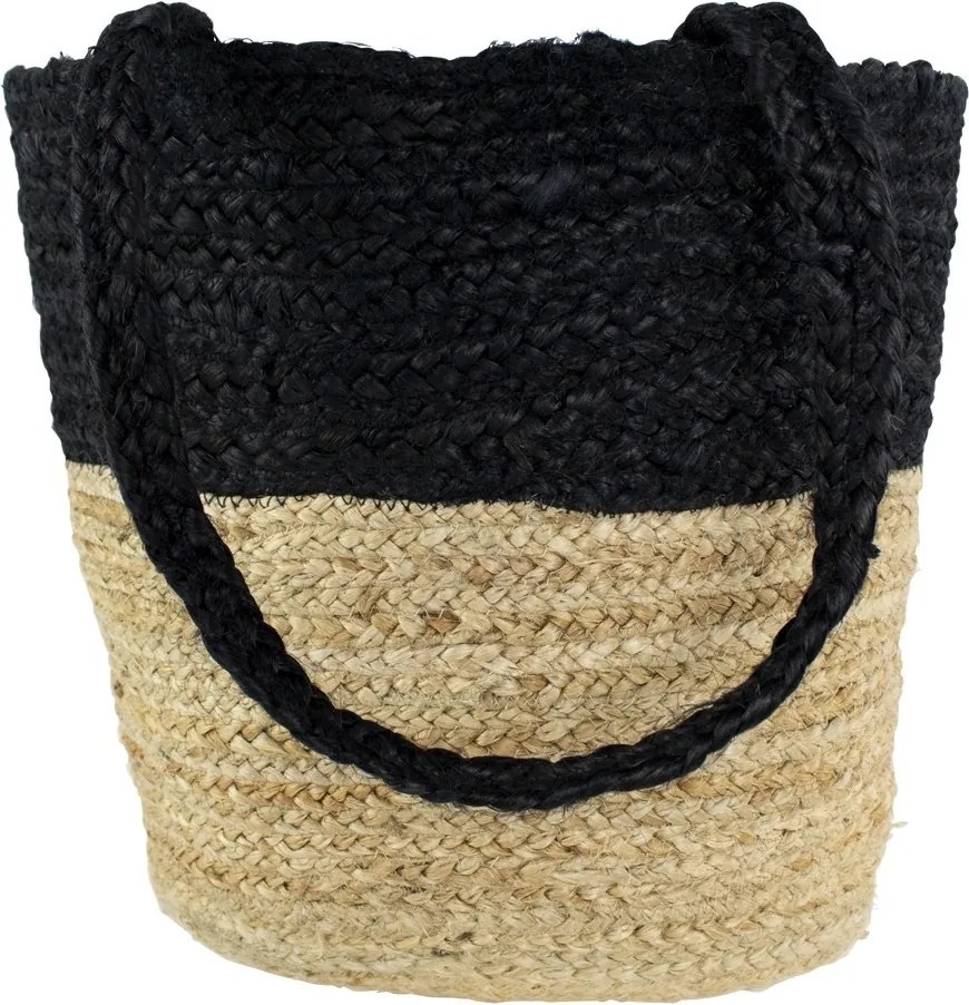 Jutový shopper čierna / prírodná - 30 * 45 * 15cm