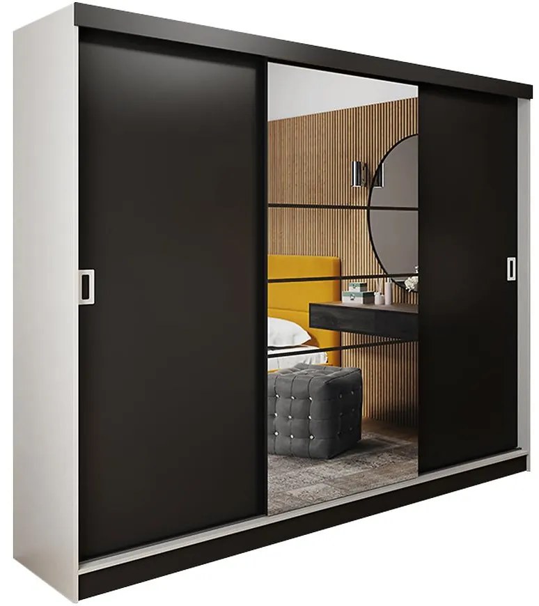 Skriňa Retro 200 6L biely / dvierka čierna