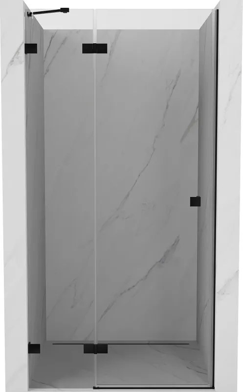 Mexen Lunar, ľavé výklopné sprchové dvere 120 cm, číre sklo, čierny profil, 834-120-000-70-00-L