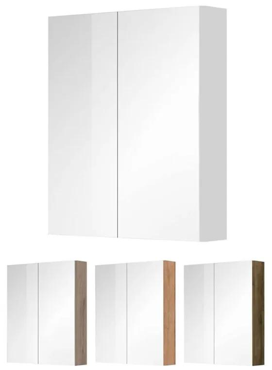 Mereo, Aira, kúpeľňová galerka 60 cm alebo 80 cm, zrkadlová skrinka, 2x dvere, dub kronberg, MER-CN717GD