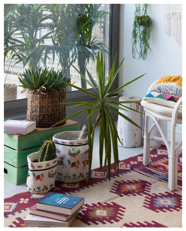 Súprava 2 textilných obalov na kvetináč Madre Selva Animals Otomi