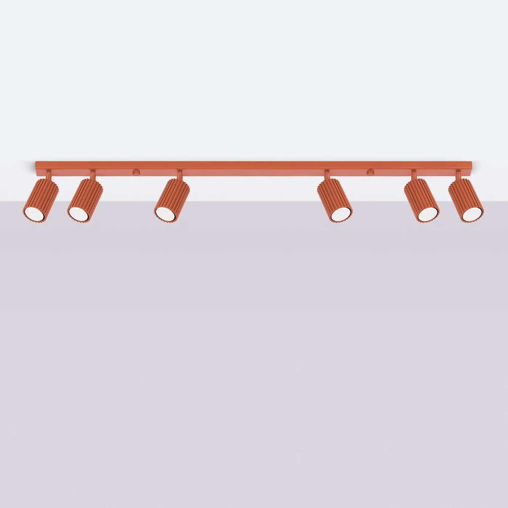 Bodové svietidlo Karbon, 6x okrovo červené kovové tienidlo, (možnosť polohovania)