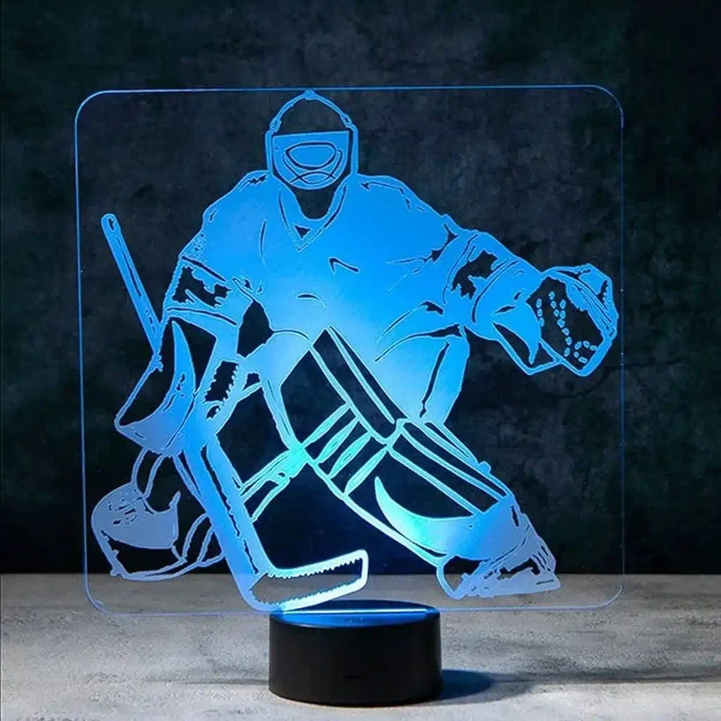 3Dmix 3DL-CRK057 – 3D LED nočná lampa - Hokejový brankár (Crack základňa)