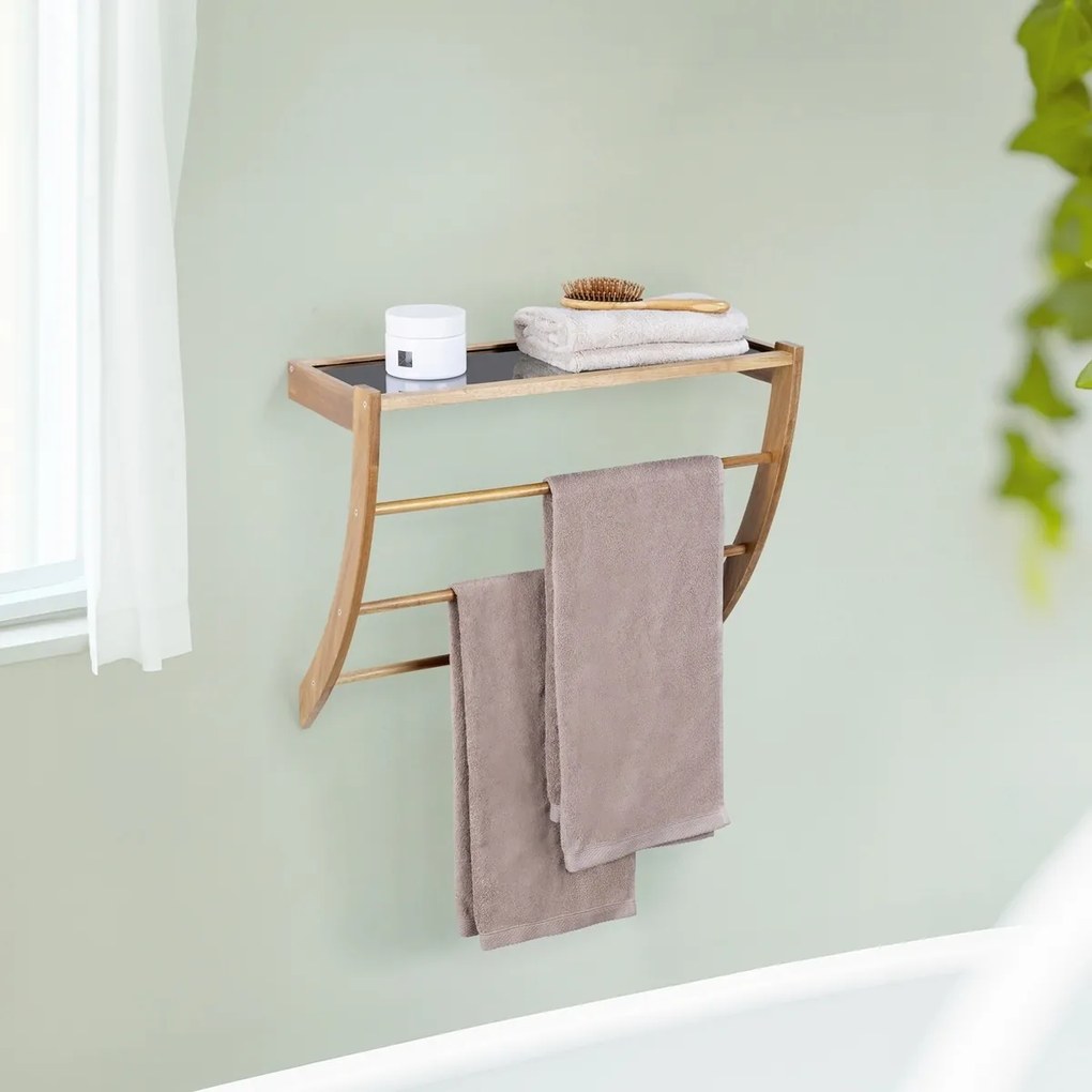 Wenko Kúpeľňová polica s akáciovou drevenou lištouFONDI