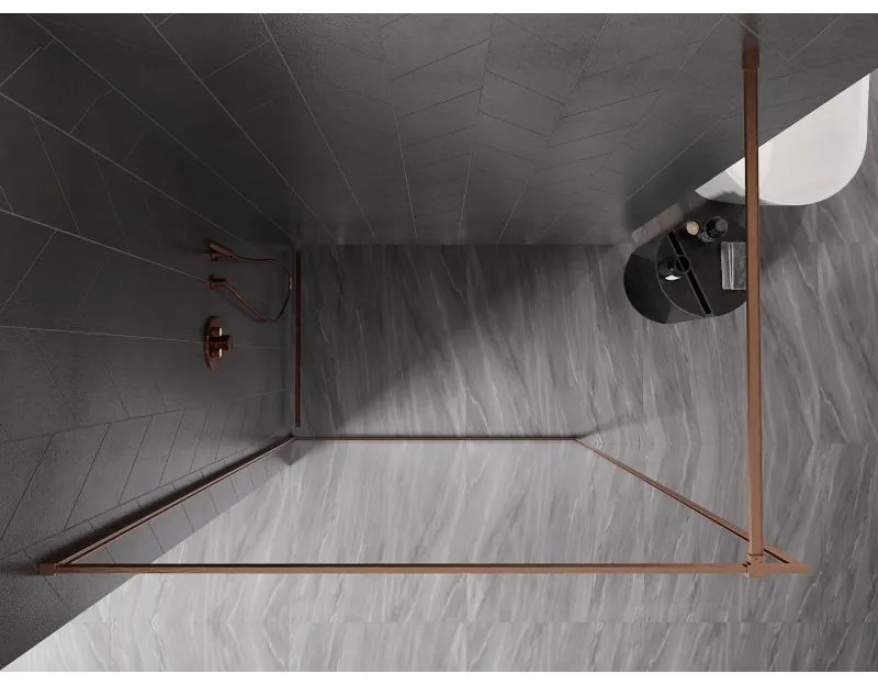 Mexen, Mexen Kioto-XF sprchová stena s rámom 110 x 202 cm, priehľadná 10 mm, brúsená meď - 800-110-104-65-00-X