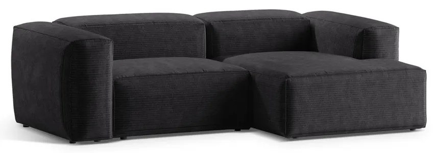 Tmavosivá menčestrová rohová pohovka (pravý roh/s leňoškou) Bergamo – Cosmopolitan Design