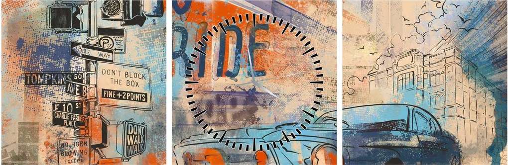 Obraz - Zrodený na jazdu (s hodinami) (90x30 cm)