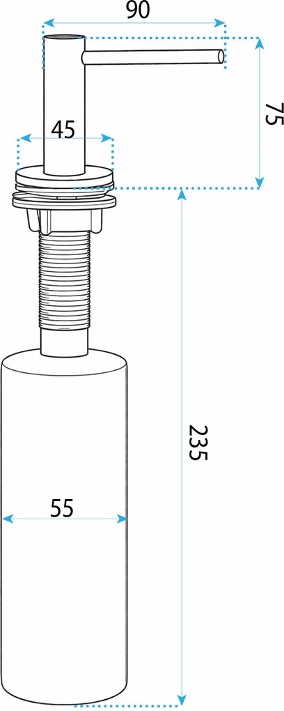 Rea DEX, dávkovač tekutín pre kuchynský drez, slim dizajn, 300ml, zlatá matná, REA-08002