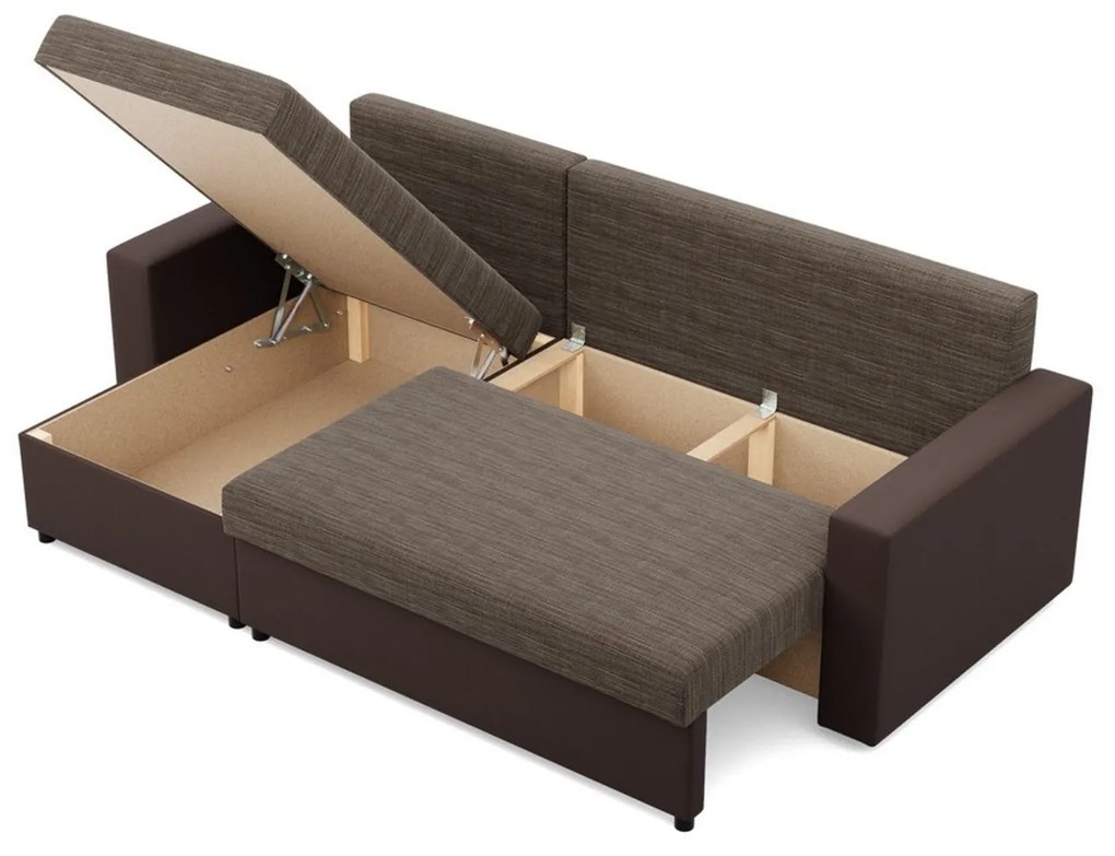 Rohová rozkladacia sedacia súprava LUNA Hnedá/hnedá
