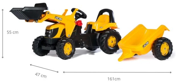 Šlapací traktor JCB s lyžicou a prívesom Rolly Toys 023837