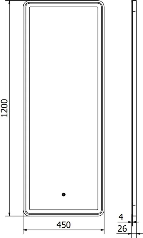 Mexen Coro podsvietené kúpeľňové zrkadlo 45 x 120 cm, LED 6000K, proti zahmlievaniu, čierny rám - 9817-045-120-611-70