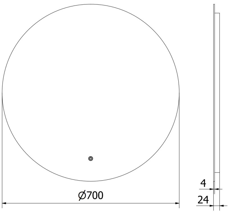 Mexen Erg, okrúhle LED podsvietené kúpeľňové zrkadlo 70 cm, 6000K, vykurovacia podložka proti zahmlievaniu, 9823-070-070-611-00