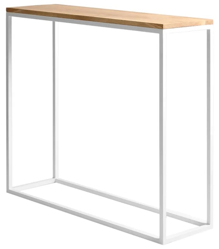 Biely konzolový stolík s dubovou doskou Custom Form Julita