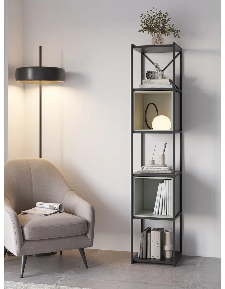 Zeleno-čierna knižnica 36x179 cm Anya – Marckeric