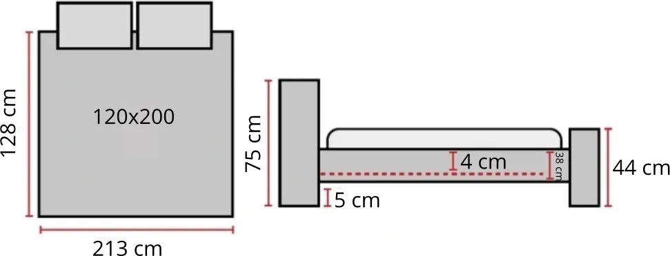 Jednolôžková posteľ Eliot 120x200 sivá