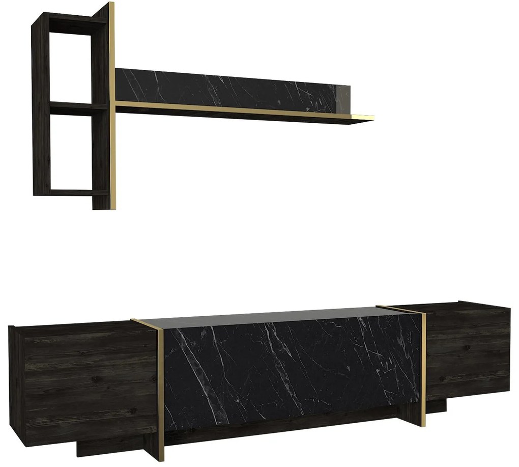 Súprava nábytku do obývacej izby Veyron hnedá/mramor/zlatá II