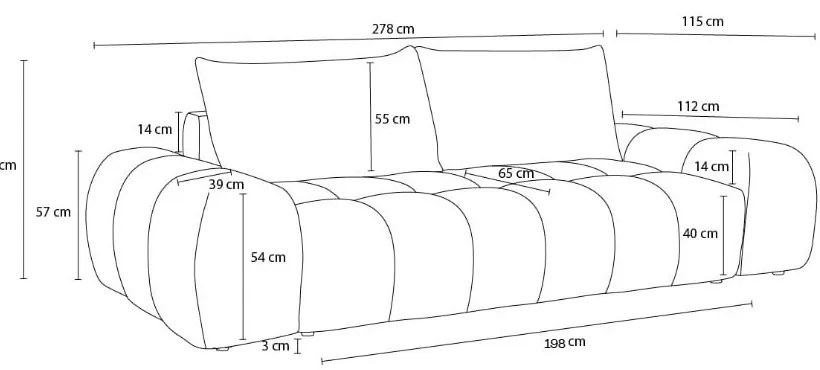 Tmavosivá ženilková pohovka 278 cm Everest – Bobochic Paris