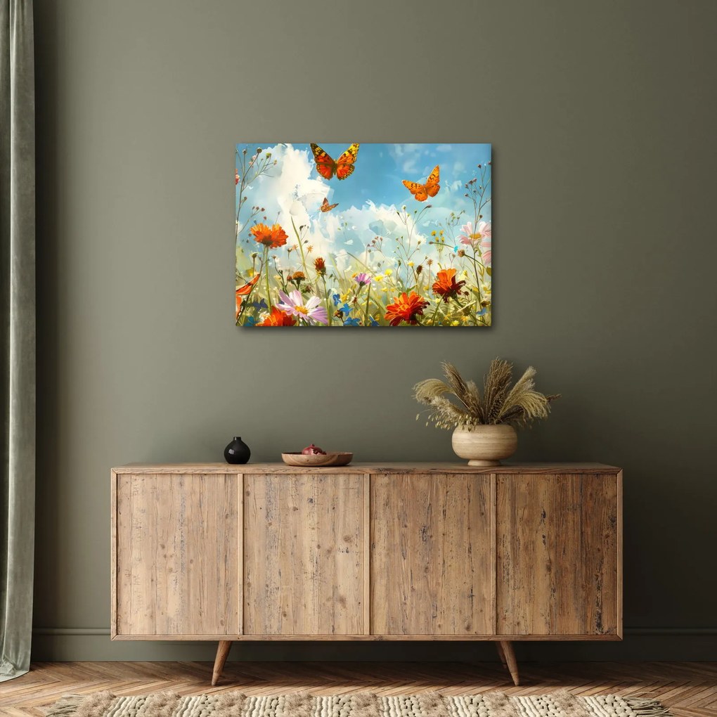 Obraz - Motýle na letnej lúke (70x50 cm)