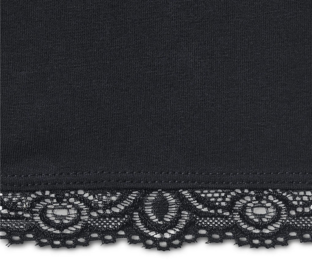Trojštvrťové legínsy s čipkovým lemom, čierne