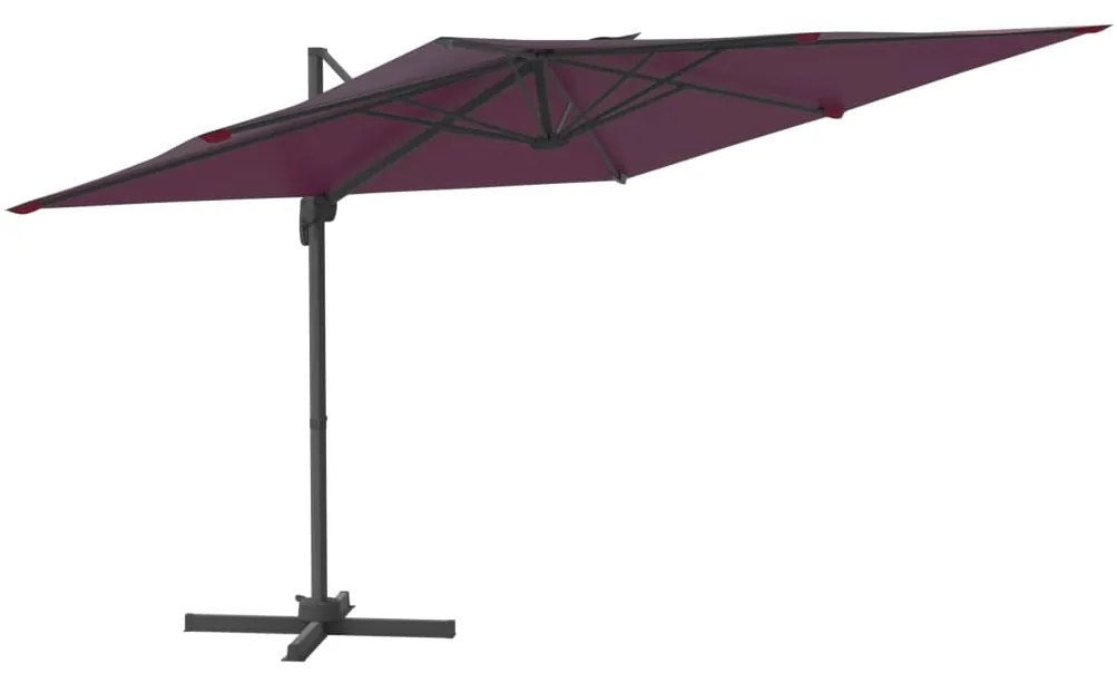 vidaXL Závesný slnečník s hliníkovou tyčou bordovočervený 400x300 cm