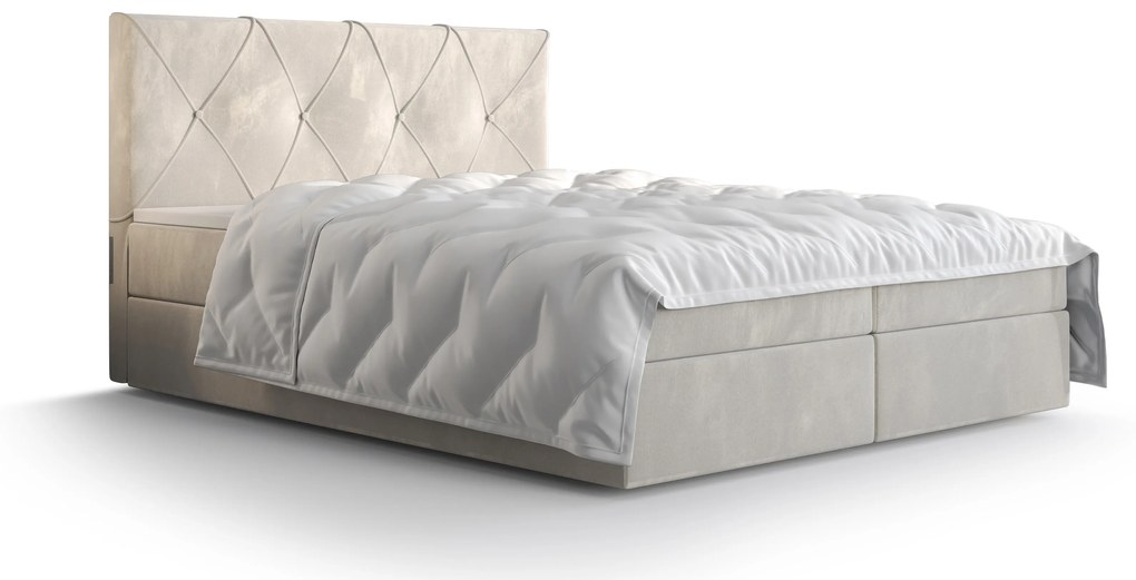Manželská posteľ Boxspring 160 cm Athena Comfort (béžová) (s matracom a úložným priestorom). Vlastná spoľahlivá doprava až k Vám domov. 1055762
