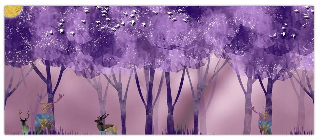Obraz - Jelene v magickom lese (120x50 cm)