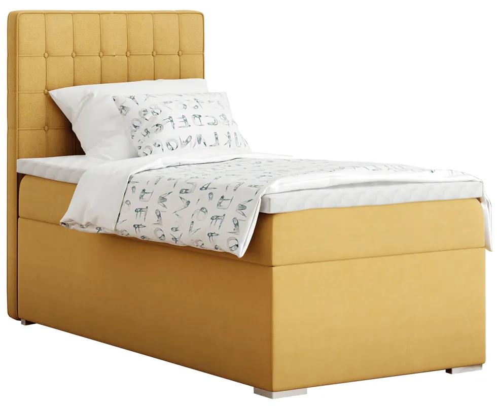 Boxspringová posteľ, jednolôžko, horčicová, 90x200, ľavá, TERY