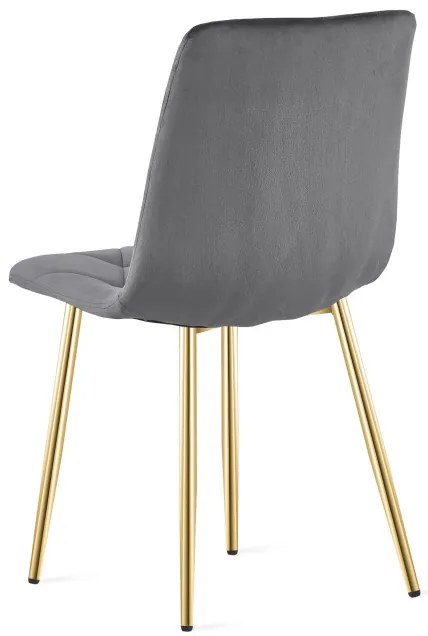 Set troch jedálenských stoličiek LIBRA zamatové, tmavosivé / zlaté nohy (3 ks)