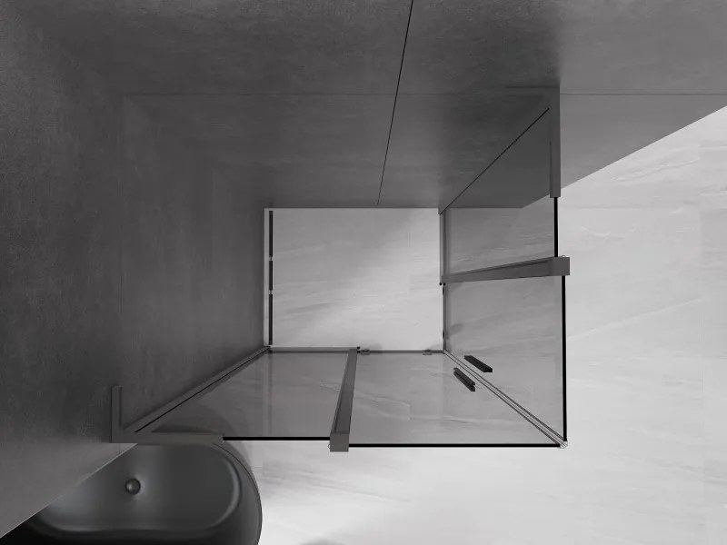 Mexen Velar L Duo, sprchový kút s posuvnými dverami 90 x 80 cm, 8mm šedé sklo, brúsený grafit, 871-090-080-02-43-95