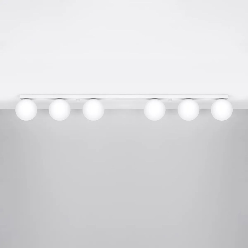 Stropné svietidlo Yoli, 6x biele sklenené tienidlo, w