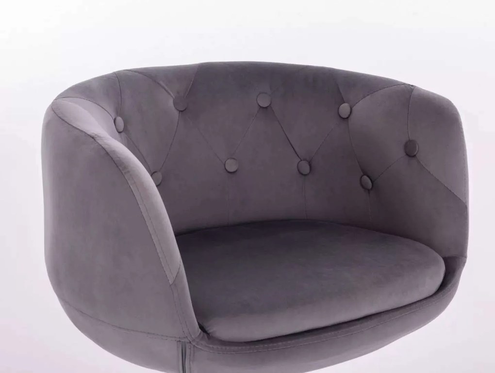 LuxuryForm DESIGN Kreslo MONTANA VELUR na striebornom tanieri - šedé