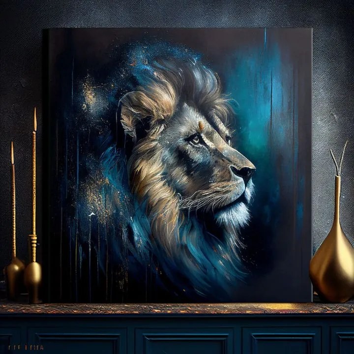 Dekoratívna maľba na plátne - PREMIUM ART - Lion's Strength and Grace 60x60 cm