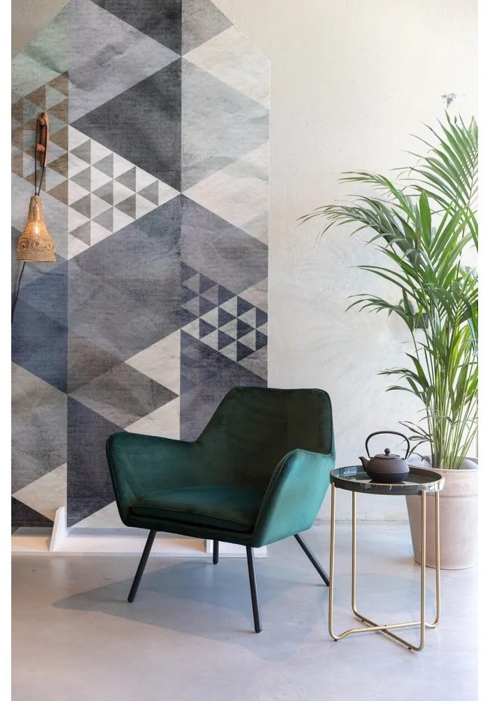 Tmavozelené zamatové kreslo White Label Bon