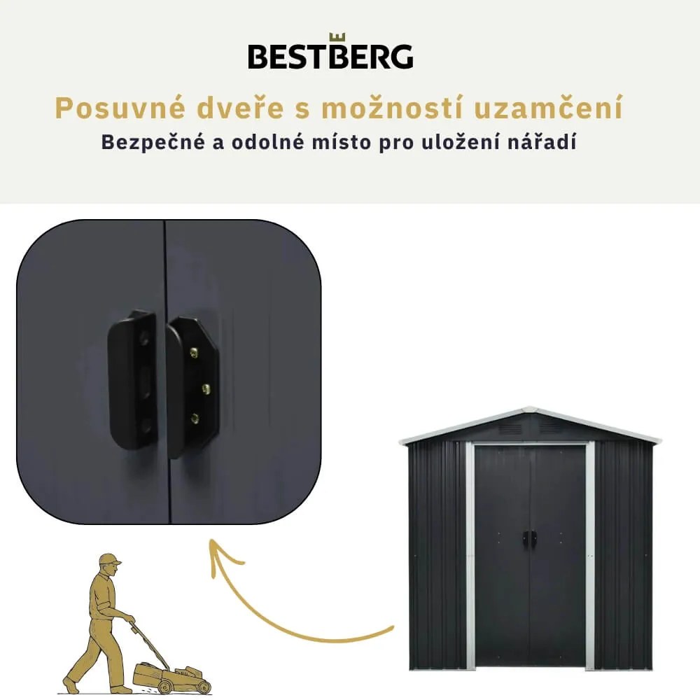 Záhradný domček BestBerg ZDB-2Z / 2,5 m² / 194 x 131 x 184 cm / zelený
