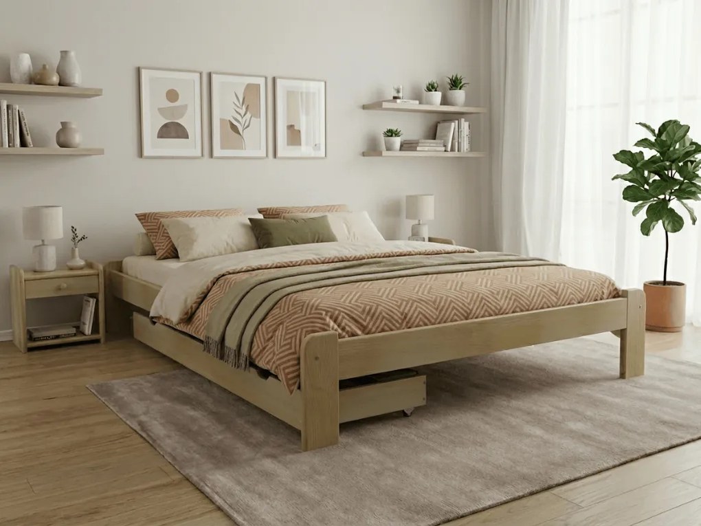 Posteľ Ada 160 x 200 cm, borovica Rošt: S latkovým roštom, Matrac: Matrac DELUXE 10 cm