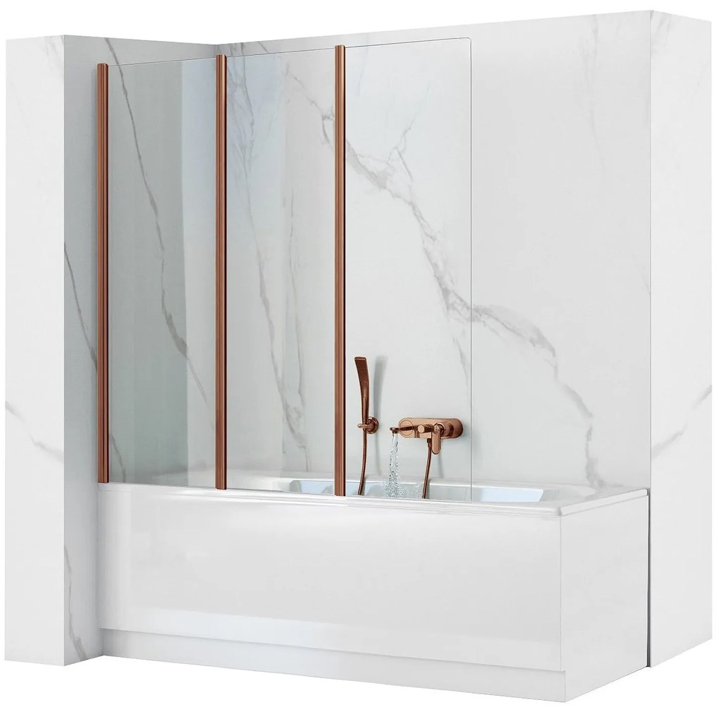 Rea Agat, 3-krídlová skladacia vaňová zástena 120x140 cm, medená matná, REA-W5697