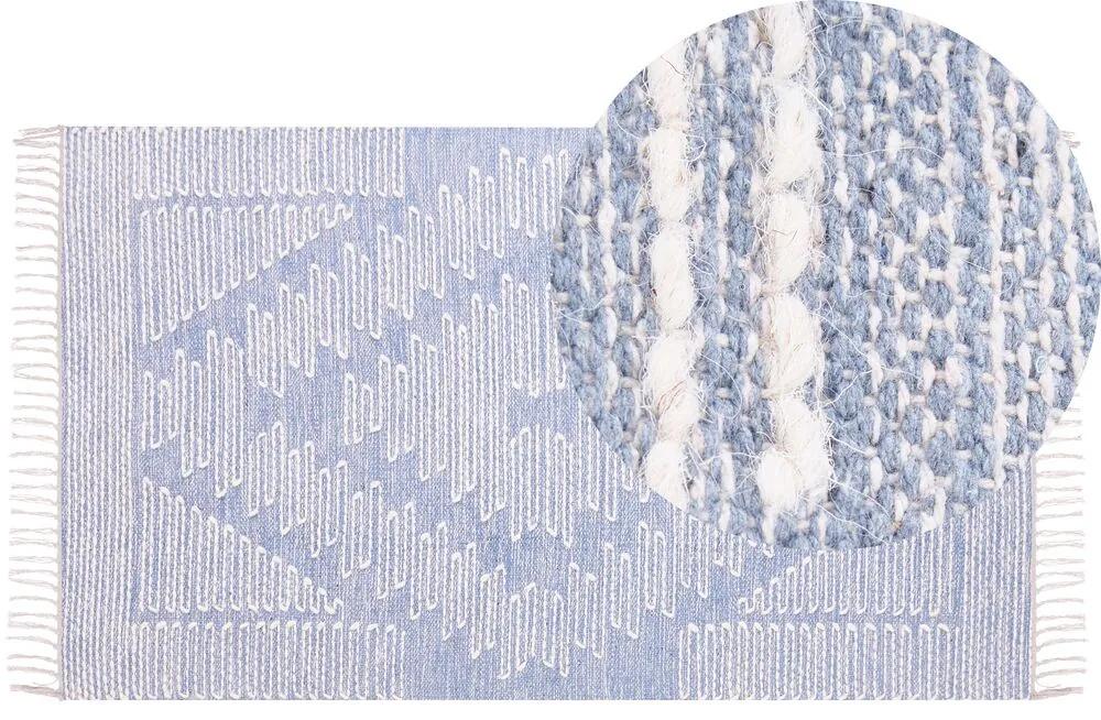 Bavlnený koberec 80 x 150 cm modrá/biela ANSAR Beliani