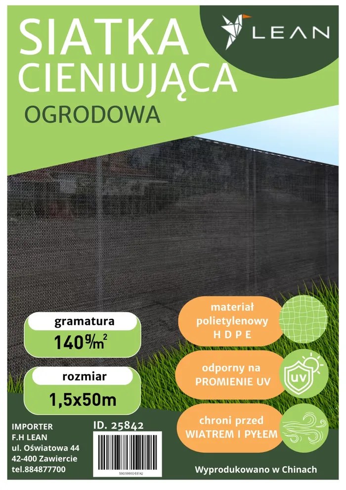 Lean Tieniaca maskovacia sieť 1,5 x 50m - zelená