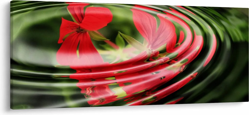 Abstraktný obraz - kvety vo vlnách (120x50 cm)