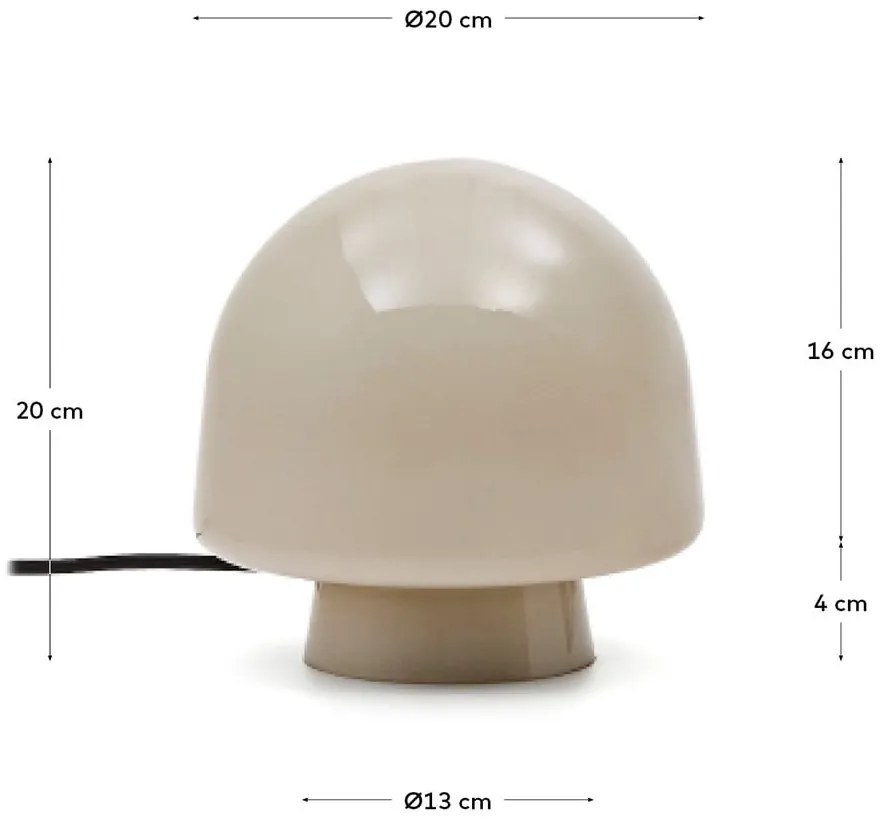 Stolová lampa sivobéžová so skleneným tienidlom (výška 20 cm) Reig – Kave Home