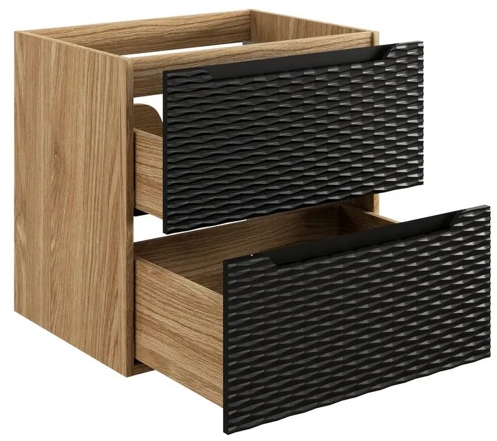 Závěsná skříňka pod umyvadlo Ocean 60 cm dub olejovaný/černá