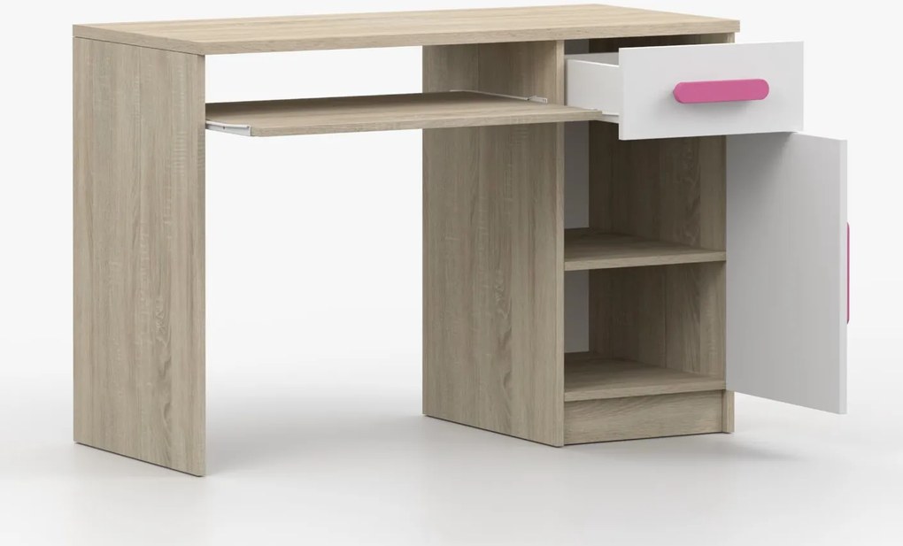 Písací stôl SCOUT - dub sonoma/biely (viac variant)