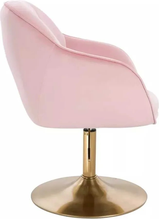 LuxuryForm DESIGN Stolička AVOLA VELUR na zlatom tanieri - svetloružová