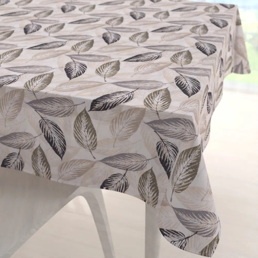 Biante Dekoračný štvorcový obrus PML-056 Zeleno-čierne listy na béžovom 90x90 cm