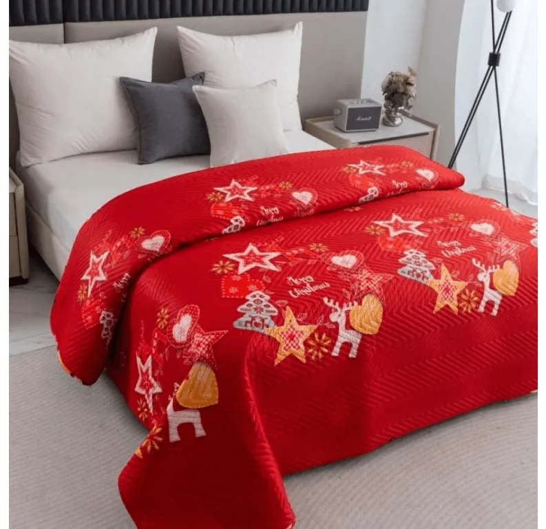 Prehoz na posteľ RETRO RENDEER, červený Rozmer: 220 x 240 cm