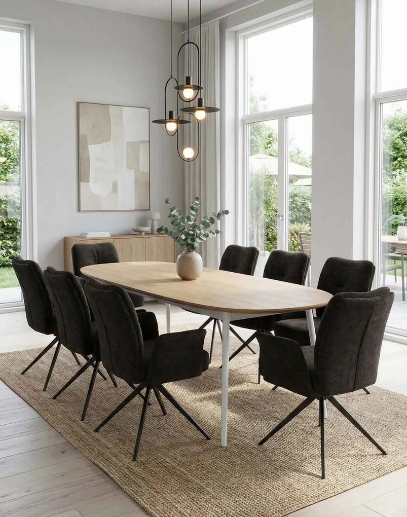 Otočná jedálenská stolička Stanley, čalúnená, čierna